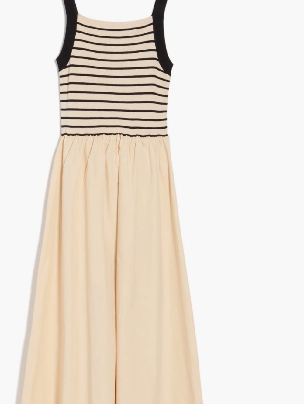 Striped Black & White Tank Top with Cream Maxi Skirt Dress